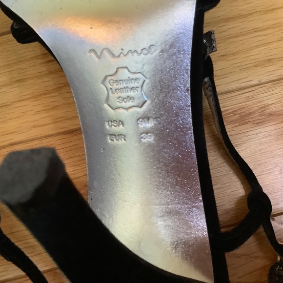 Nina Marmar Black Velvet Rhinestone High Heel Sandals SZ 39 - Picture 14 of 16